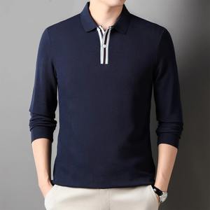 Couleur unie pour hommes de haute qualité pour polo respirant 100% coton pull à col décontracté d'affaires. M-4XL - Product Image 1