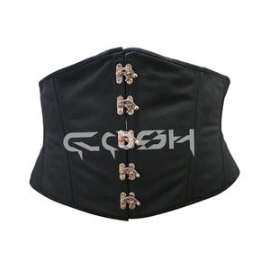 Corsé de Algodón Negro con Varillas de Acero Debajo del Busto, Corsé Corto Personalizado para Entrenamiento de Cintura, Estilo Waspie para Mujer |   Corsé de algodón negro - Product Image 1