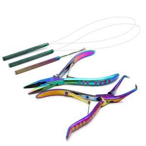 Kits de pinces pour extensions de cheveux Micro Link avec logo personnalisé, outils de perlage pour cheveux, pinces applicatrices pour micro anneaux, échantillon gratuit, outil de tirage de cheveux - Product Image 1