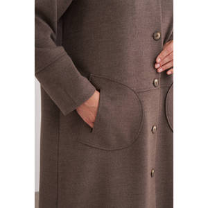 Abrigo Largo Minimalista de Invierno, Texturizado, de Cachemira Tejida, Color Marrón Vintage - Product Image 4