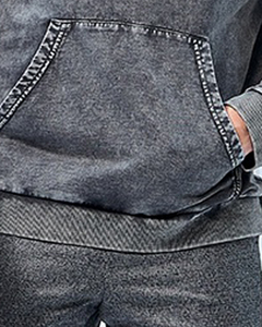 Stone Washed <b>Combed</b> Cotton Washed Hoodie For Men Comfortable Relaxed Fit Casual Wear Pullover Hoodies Ribbed Cuff And Drawstring - Product Image 4