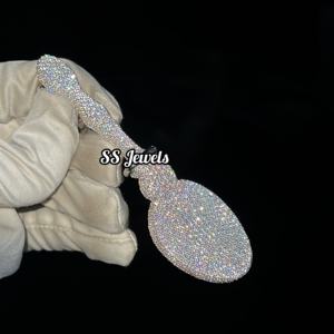 Colgante de Lujo Chamchi Spoon con Diamantes Cultivados en Laboratorio, Estilo Hip Hop Personalizado, Plata de Ley con Baño de Rodio, Bling, 40g, de Moda - Product Image 4