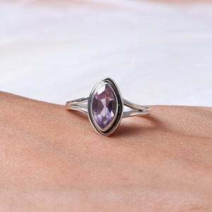 Bague classique bijoux pour femmes argent Boho Style bijoux 925 argent Sterling améthyste pierre précieuse bague faite à la main cadeau pour femme - Product Image 3