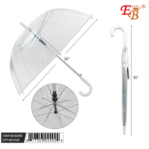 Parapluie à ouverture automatique transparent et transparent de 32 pouces, 48 pièces/CS, design de dessin animé décontracté, parapluie droit inversé, logo personnalisable - Product Image 1