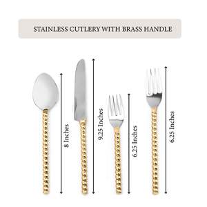 Top Selling Brass & Steel <b>Ring</b> Cutlery Set Mirror Polish <b>Spoon</b> Fork & Knife Set for Dining Wedding Party Wholesale Flatware - Product Image 4