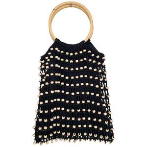 Sac à main en cuir de couleur unie avec poignée en rotin et fermeture éclair pour les voyages quotidiens et les soirées - Product Image 4