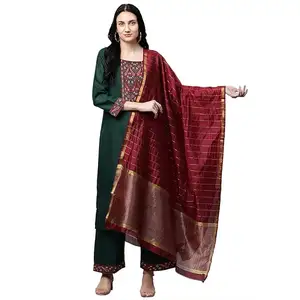 New Design Womens cotton Embroidery Long festive indian pakistani Kurti plazzo For Women's Dress Available at bulk