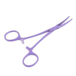 Fórceps de hemostato Crile de 5,5 "Recto y curvo | Abrazaderas de bloqueo moradas | Instrumentos quirúrgicos de acero inoxidable para uso médico - Product Image 4