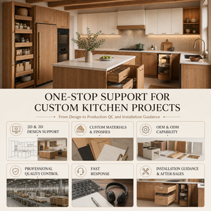 Gabinetes de Cocina Modernos Personalizados con <span class=keywords><strong>Isla</strong></span> |   Solución de Gabinetes de Cocina Estilo Shaker en Roble Cálido y Crema - Product Image 4