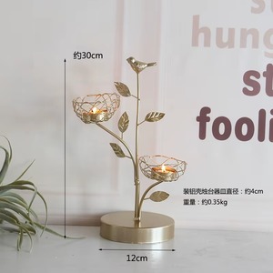 Porte-bougie élégant en métal doré en forme de nid d'oiseau pour centre de table, salon, table à manger et décoration intérieure - Product Image 6