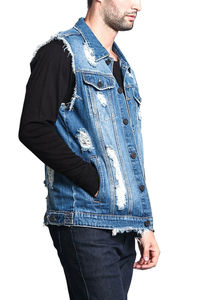 Veste en jean respirante pour homme, design haut de gamme, vestes et manteaux d'automne, veste sans manches en jean délavé pour homme, style victorieux - Product Image 6