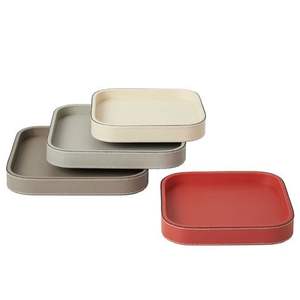 Bandeja de café Rectangular de cuero negro Premium con asas Bandeja de servicio decorativa para decoración del hogar para uso en el baño de la sala de estar - Product Image 5