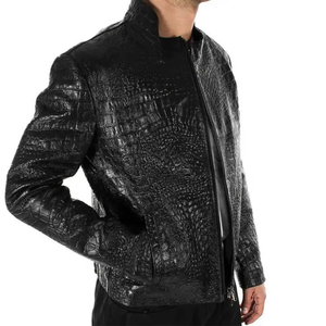 Vente chaude nouvelle mode hommes veste coupe-vent veste en cuir plaqué crocodile - Product Image 3