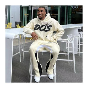 2024 logotipo personalizado polar mejor conjunto de chándal 100% algodón chándal hombres Streetwear pantalones de chándal acampanados y conjuntos de Sudadera con capucha chándal - Product Image 4