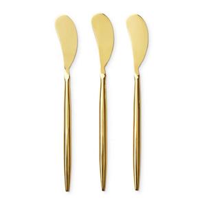 Juego de herramientas para rebanar queso, cuchillo con forro dorado, mango redondo, esparcidor plateado de acero inoxidable con mango sólido, juego de esparcidor de queso - Product Image 6