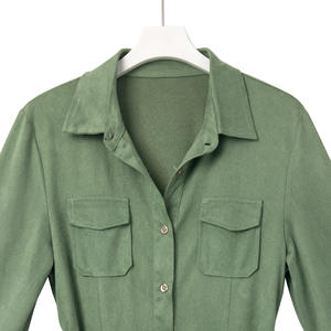 2024 otoño YiFeng ropa nuevo diseño manga larga Creer vestidos personalizados Vintage OEM elegante señoras terciopelo polar Maxi camisa vestido - Product Image 3