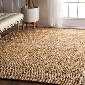 Alfombra de yute sólido de cáñamo trenzado a mano, tapete rectangular para interior/exterior, sala de estar y pasillo, novedad - Product Image 2