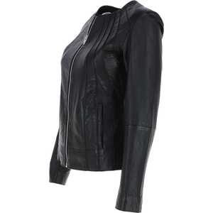 Chaquetas de cuero personalizadas de tendencia superior para mujer, diseño de cuello vuelto sólido, mangas completas, forro de satén transpirable - Product Image 4