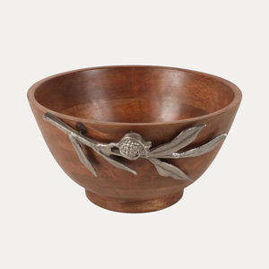 ชามเสิร์ฟไม้อะคาเซียพร้อมกุหลาบสีเงินสำหรับตกแต่งโต๊ะรับประทานอาหารหรือชามสลัดดีไซน์ทันสมัยทำด้วยมือ - Product Image 6