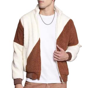 Nueva chaqueta de invierno a prueba de viento para hombre, forro polar Sherpa ligero con logotipo frontal de lona con cuello levantado a precio barato - Product Image 1