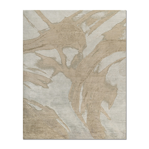 Tapis rectangulaire Aprezo AKWB-3648 vert en laine et soie de bambou noué à la main, style classique abstrait, grande surface, pour la maison et la chambre d'adolescent - Product Image 1