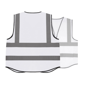 Wholesale Custom High Visibility Jacket Construction White Reflective Safety <b>Vest</b> with logo by Daffodils - Product Image 5