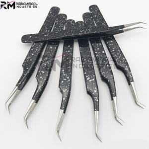 RMI Super Producto Pinzas de Extensión de Pestañas de Acero Inoxidable Personalizadas, Color Recubierto de Papel y Punta Plateada - Product Image 1