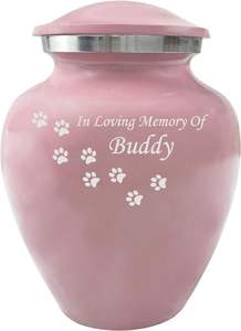Pink Pet Cremation <b>Urns</b>, <b>Urn</b> <b>for</b> Cats, Dogs, Artwork Cremation <b>Urn</b>, <b>Ash</b> <b>Urns</b> with Personalized Engraving (Paw) - Product Image 2