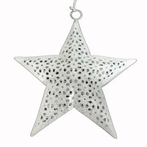 New Decorative Iron Metal Hanging <b>Star</b> Wall Decorative White Wash <b>for</b> Home and Christmas Decoration Ornament Handmade - Product Image 1