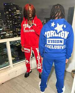 ชุดวอร์มทรงสลิมฟิตของผู้ชายสำหรับฤดูหนาวชุดวอร์มแบบเรียงซ้อนพร้อมกางเกงสองชิ้นมีฮู้ดลายกะโหลก - Product Image 4