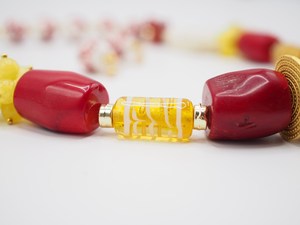 Nuevo y Elegante Collar de Moda con Cuentas para Mujer, de Resina Acrílica, Grueso, con Baño de Oro, en Rojo, Blanco y Amarillo, Joyería de Fiesta para Mujer - Product Image 2