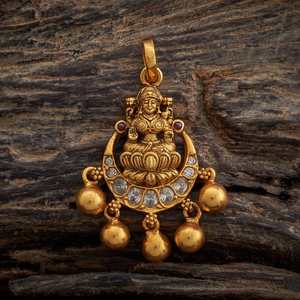 Fine Women's Religious Jewelry Sets-Oxidised Gold Crown <b>Ruby</b> Temple Pendant <b>Necklace</b> & Earrings Set for Hinduism Ceremonies - Product Image 3