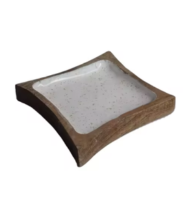 Bols en bois imprimés en émail faits à la main Bol de service en bois fabriqué à la main pour la maison Restaurant & Hôtels Décoration de table - Product Image 1