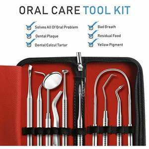 Dental Tooth Cleaning <b>Kit</b> Dentist Scraper Pick Tool Calculus <b>Plaque</b> Flos <b>Remover</b>, German Steel Instruments, By Zarnab Surgical - Product Image 2