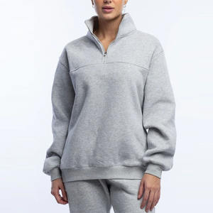 Sweat-shirt à col roulé oversize en molleton doux imprimé personnalisé avec motif en relief, coupe athlétique pour femme - Product Image 4