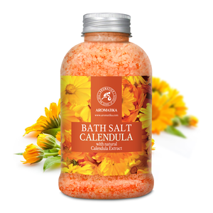 Aromatika Calendula Sal Marina Natural en Cristales 600g para Baño con Extracto Calmante de Caléndula, Cuidado Relajante para la Piel del Cuerpo, Frasco de Plástico - Product Image 1