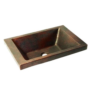 Fregadero de cocina de granja de cobre martillado Fregadero de cocina para el hogar Delantal frontal de cobre de forma cuadrada Tazón individual - Product Image 4