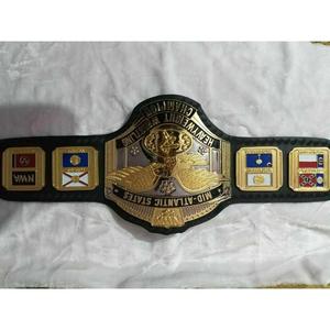 Ceinture de championnat de lutte poids lourd NWA Mid-Atlantic States en métal zinc et cuir de vache véritable, équipement sportif, garantie 7 jours - Product Image 2