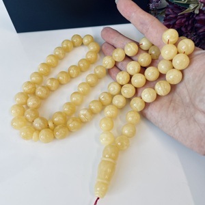 Misbaha en ambre blanc de la Baltique, 66 perles, ambre blanc naturel, prière islamique - Product Image 6