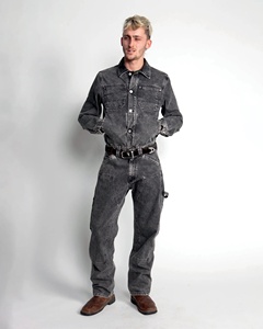 Men's Black <b>Chain</b> Tactical <b>Jeans</b> Boys Buggy Winter Office Leather Fabric Pants Straight Pattern Mid Comfortable Riding Trousers - Product Image 4