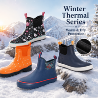Bottes de pluie en caoutchouc imprimées de motifs floraux de qualité supérieure pour femmes, élégantes, longueur cheville, imperméables, chaussures de jardin, chaussures d'extérieur tendance