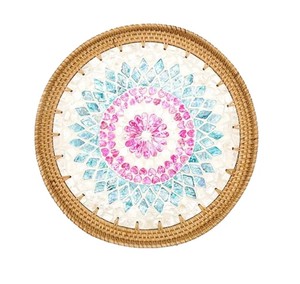 ถาดสำหรับตกแต่งโต๊ะลายมุกสวยงามพร้อมเส้นขอบหวายสำหรับตกแต่งโต๊ะถาดเสิร์ฟอาหารงานฝีมือจากเวียดนาม - Product Image 3