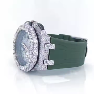 Relojes deportivos de negocios con movimiento automático de lujo para hombres y mujeres, acero inoxidable VVS Moissanite, esfera de cristal, estilo Hip Hop - Product Image 3