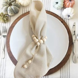 Servilleteros de madera redondos para mesa de fiesta, piezas de centro, decoración única para el hogar, servilletero, Material de cuentas de madera - Product Image 2