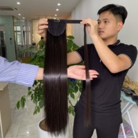 Extensions de cheveux 100 humains, queue de cheval lisse, Double os dessiné, queue de cheval avec Clip, Extensions de cheveux Remy pour femmes