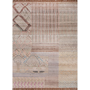 Manchaha Beige & <b>Brown</b> Hand Knotted <b>Wool</b> & Bamboo Silk Rugs Geometric Striped Rectangle for Home Hallway Bedroom-Model Les-2427 - Product Image 1