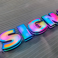 Enseigne de magasin en lettres 3D lumineuses à LED RGB personnalisées pour extérieur, en acier inoxydable, éclairées par l'avant