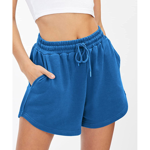 Women's Summer Casual Knit Shorts <b>Rolled</b> Side Drawstring Sweatpants Featuring Plus Size Custom Logo Pocket Button Decoration - Product Image 4