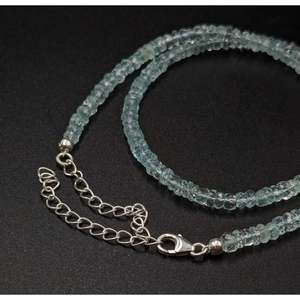 Collier unisexe en perles rondes fines 100% naturelles en aquamarine, à porter tous les jours - Product Image 3