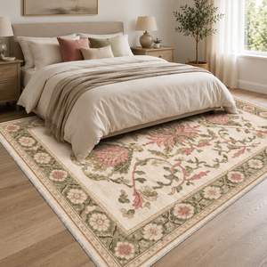 Netline Home Rhythmic Lattice Soft <b>White</b> Floral Washable <b>Rug</b> - Product Image 4